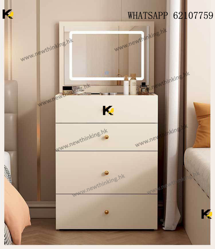 A&amp;1826 Multifunctional Dressing Table/Bedside Table with Mirror, Cosmetic Storage Cabinet, Large Capacity Storage Stool
