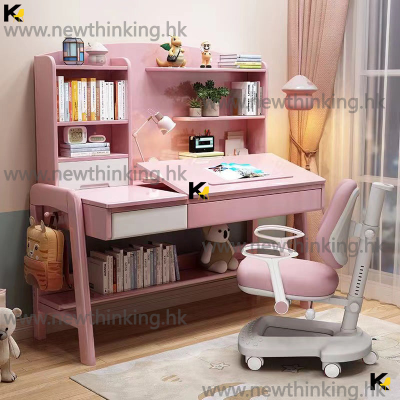 A&amp;0617 Solid Wood Eco-Friendly Children's Study Desk/Writing Desk/Chair with Adjustable Height, Combined Desk and Chair, Bookshelf and Desk Combination, Brand New, Delivery Included