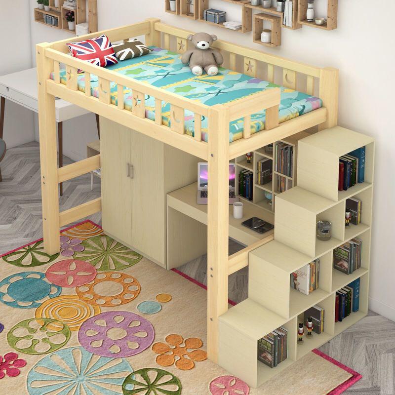 A&amp;0110 Bunk Bed, Solid Wood Bed, High-Rise Bed, Wardrobe, Desk Combination, Custom Sizes Available.