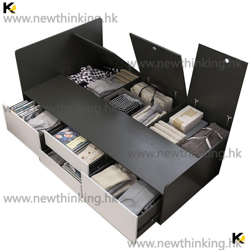 A&amp;0323 Customizable Storage Bed with High Box Storage, Single/Double Bed, Drawer-Type Multifunctional Practical Japanese Tatami Bed