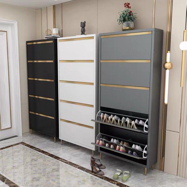 A&amp;0330 Tall Shoe Cabinet, Entryway Storage Cabinet, Ultra-thin Multi-layer Flip-down Shoe Cabinet