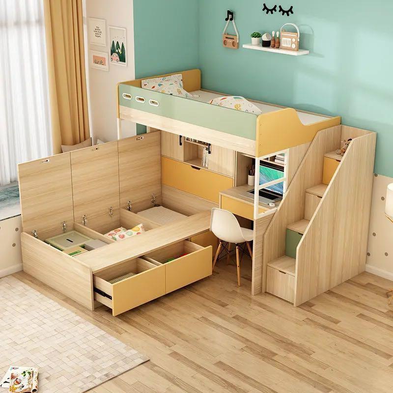 A&amp;0854 Wardrobe Bed, High Box Bed, Integrated Storage Bed, Children's Two-Layer Bunk Bed, Tatami Bed, Double-Layer Multifunctional Combination Bed Frame