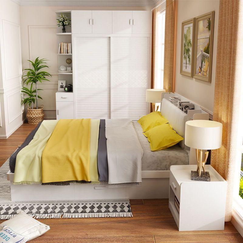 A&amp;0866 Brand New High-Box Storage Bed, Grid Bed, Pneumatic High-Box Storage Double Bed, Gas Pressure Bed, Storage Furniture, Bedroom Simple Panel Bed