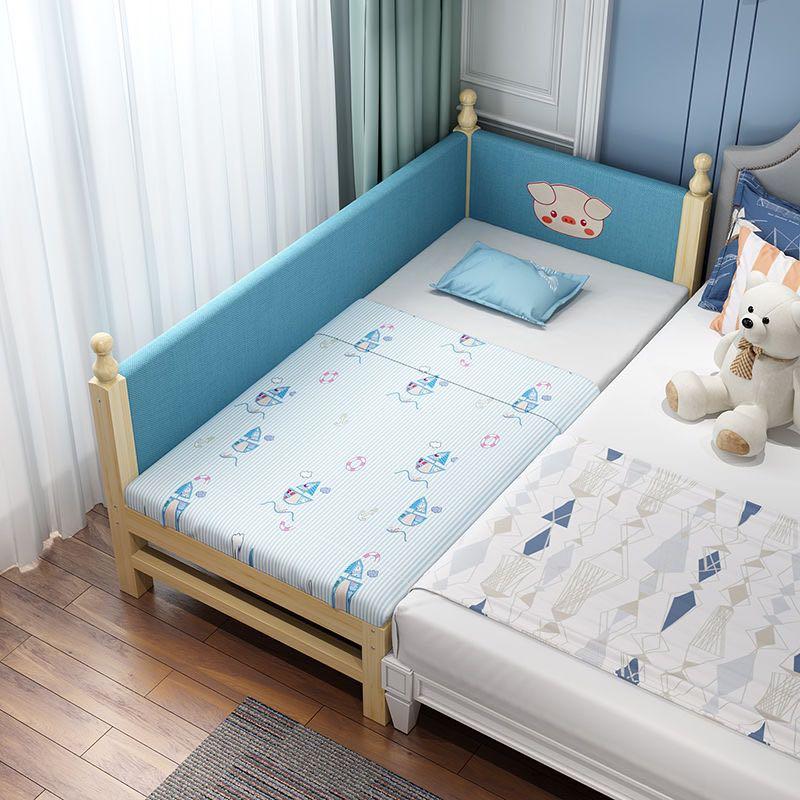 A&amp;0862 Children's Bed with Guardrail, Baby Crib, Boy/Girl Princess Bed, Single Soft Upholstered Connected Bed, Bunk Bed, Widened Bed Frame, Solid Wood