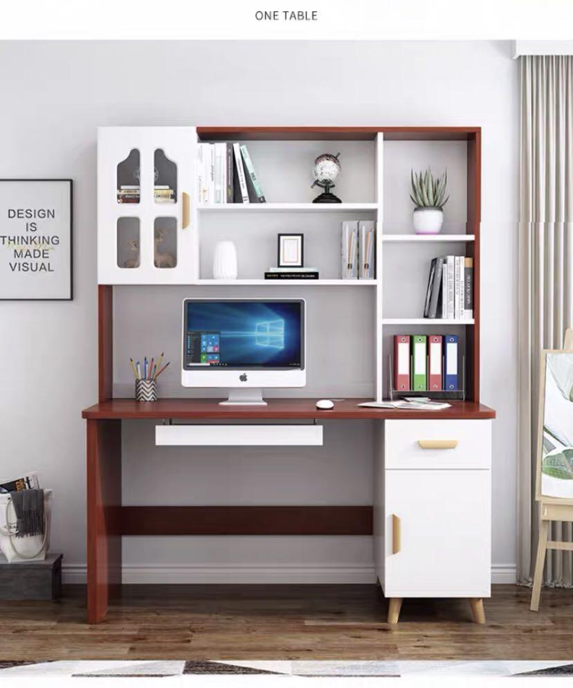 A&amp;0195 Home Computer Desk/Study Desk/Writing Desk/Reading Desk/Study Table/Student Bookshelf Integrated Cabinet