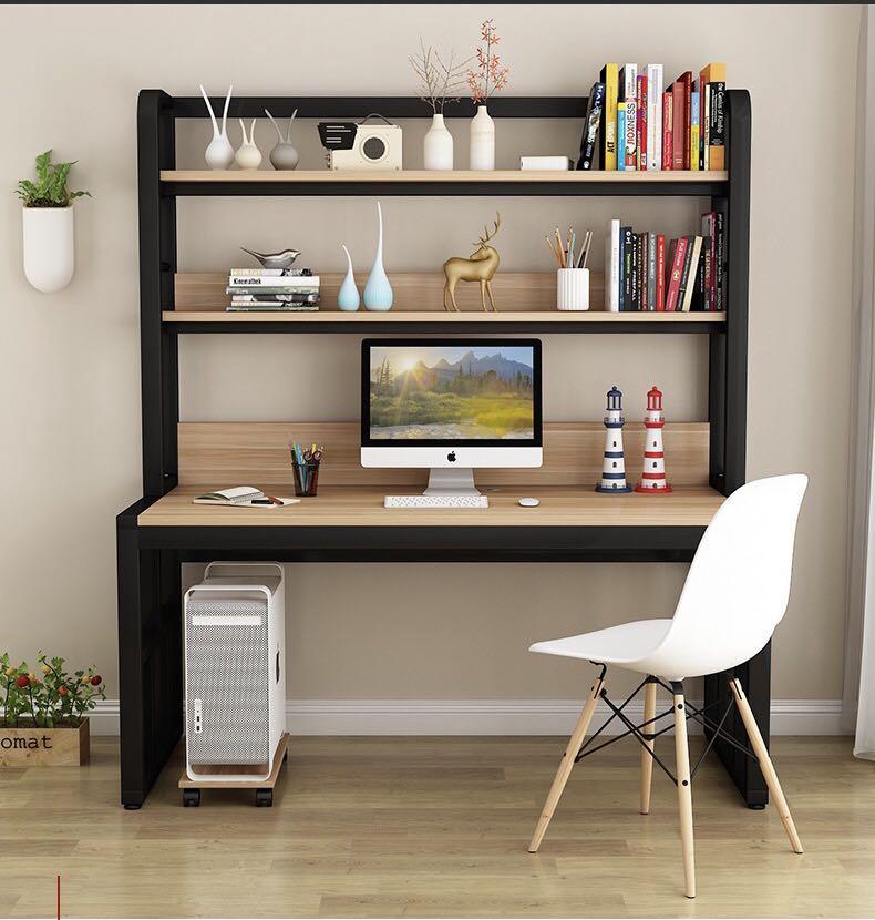 A&amp;0193 Multi-layer combination computer desk, study desk, office desk, and bookshelf integrated desk for home, office, and bedroom use.
